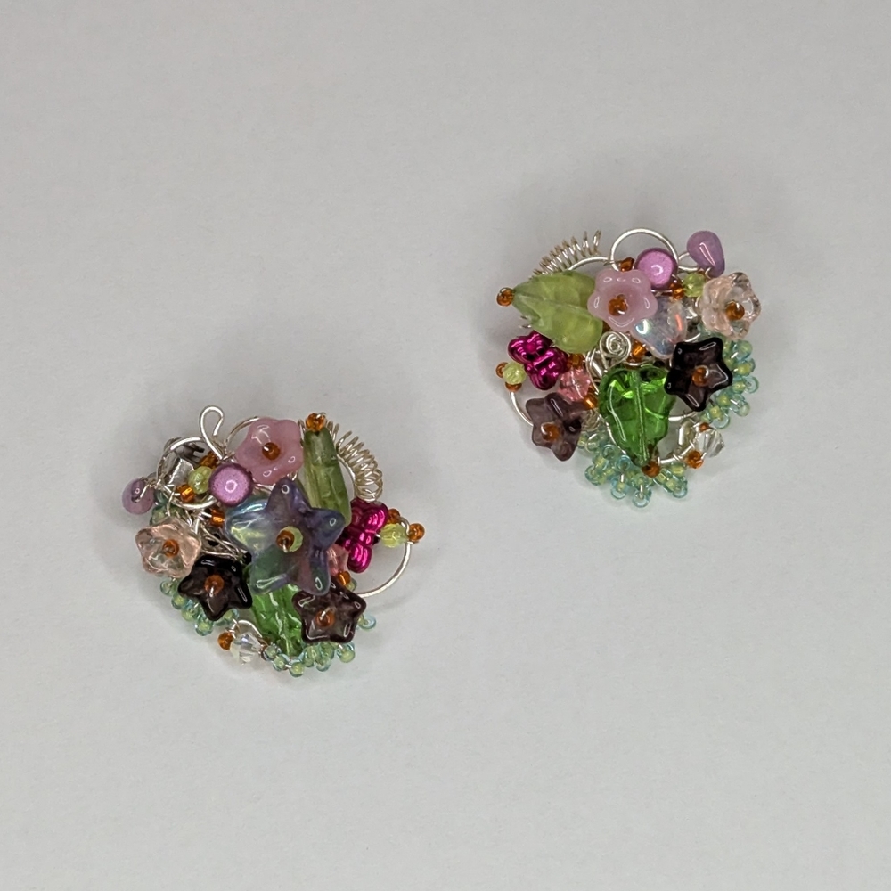 Vintage Wired Bead Clip-on Earrings
